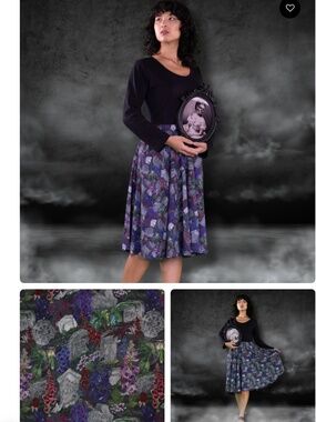 Svaha Horror Headstone Twirl Dress XL Cotton Pockets Long Sleeve EUC Halloween